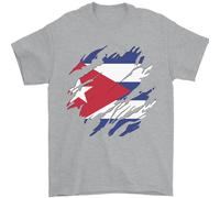 Torn Cuba Bandiera Cubano Giorno Calcio T-Shirt 100% Cotone