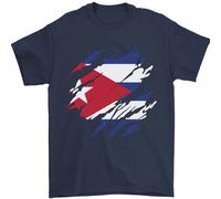 Torn Cuba Bandiera Cubano Giorno Calcio T-Shirt 100% Cotone