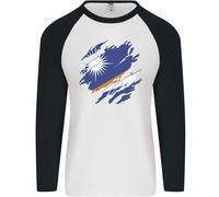 Torn Marshall Isole Bandiera Giorno Calcio Uomo L/S Baseball T-Shirt