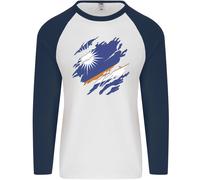 Torn Marshall Isole Bandiera Giorno Calcio Uomo L/S Baseball T-Shirt