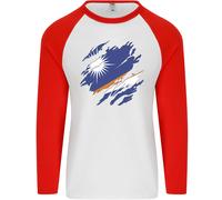 Torn Marshall Isole Bandiera Giorno Calcio Uomo L/S Baseball T-Shirt