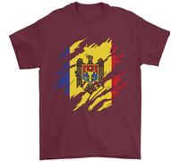 Torn Moldova Bandiera Moldavo Giorno Calcio T-Shirt 100% IN Cotone