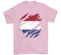 Torn Olanda Bandiera Holland Olandese Giorno Calcio T-Shirt 100% Cotone