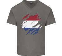 Torn Olanda Bandiera Holland Olandese Giorno Calcio Uomo Scollo A V Cotone