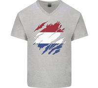 Torn Olanda Bandiera Holland Olandese Giorno Calcio Uomo Scollo A V Cotone