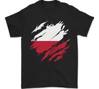 Torn Polonia Bandiera Lucido Giorno Calcio Uomo T-Shirt 100% Cotone