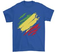 Torn Repubblica Di Il Congo Bandiera Giorno Calcio Uomo T-Shirt 100% Cotone