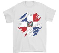 Torn Repubblica Dominicana Bandiera Dominicanos Giorno T-Shirt 100% IN Cotone