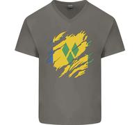 Torn Saint Vincent And Grenadines Bandiera Calcio Uomo Scollo A V Cotone T-Shirt