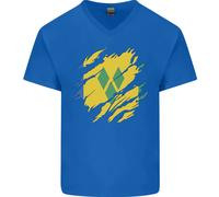 Torn Saint Vincent And Grenadines Bandiera Calcio Uomo Scollo A V Cotone T-Shirt