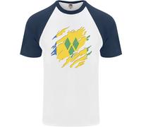 Torn Saint Vincent E Grenadines Bandiera Calcio Uomo S/S Baseball T-Shirt