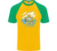 Torn San Marino Bandiera Sammarinese Giorno Calcio DA UOMO S/S Baseball T-Shirt