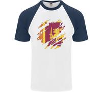Torn Sri Lanka Bandiera Giorno Calcio DA UOMO S/S Baseball T-Shirt