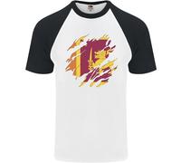 Torn Sri Lanka Bandiera Giorno Calcio DA UOMO S/S Baseball T-Shirt
