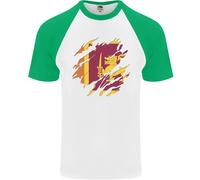 Torn Sri Lanka Bandiera Giorno Calcio DA UOMO S/S Baseball T-Shirt