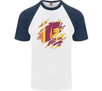 Torn Sri Lanka Bandiera Giorno Calcio Uomo S/S Baseball T-Shirt