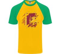 Torn Sri Lanka Bandiera Giorno Calcio Uomo S/S Baseball T-Shirt