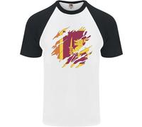 Torn Sri Lanka Bandiera Giorno Calcio Uomo S/S Baseball T-Shirt