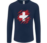 Torn Svizzera Bandiera Svizzera Giorno Calcio Uomo Maniche