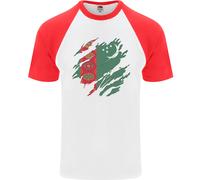 Torn Turkmenistan Bandiera Il Turkmen Giorno Calcio Uomo S/S Baseball T-Shirt
