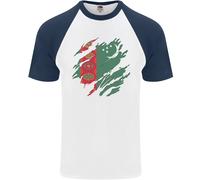 Torn Turkmenistan Bandiera Il Turkmen Giorno Calcio Uomo S/S Baseball T-Shirt