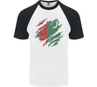 Torn Turkmenistan Bandiera Il Turkmen Giorno Calcio Uomo S/S Baseball T-Shirt