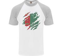 Torn Turkmenistan Bandiera Il Turkmen Giorno Calcio Uomo S/S Baseball T-Shirt