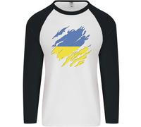 Torn Ucraina Bandiera Ucraino Giorno Calcio Uomo L/S Baseball T-Shirt