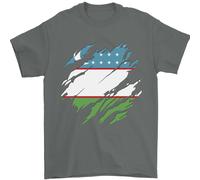 Torn Uzbekistan Bandiera Ukbek Giorno Calcio T-Shirt 100% Cotone