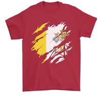 Torn Vaticano Bandiera Giorno T-Shirt 100% Cotone