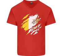 Torn Vaticano Bandiera Giorno Uomo Scollo A V Cotone T-Shirt