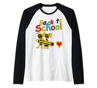 Torna a Scuola Bambini Tenendo Matita Arte Carina Maglia con Maniche Raglan