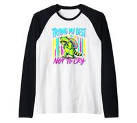 Torna a Scuola Triste Raccoon cercando Il Mio Meglio per Non piangere Maglia con Maniche Raglan