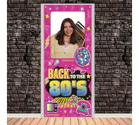 Torna allo Sfondo Fotografico Anni '80, 180x90cm Sfondo per Feste a Tema Discoteca Retrò Cornice per Foto di Compleanno Colorata Sfondo per Feste Rock Disco Retrò