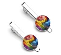 Tornado Fermacravatta da uomo, colore arcobaleno, classico, confezione da 2 pezzi, regalo per anniversario e lavoro