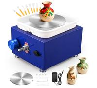 Tornio per ceramica,2000 Giri/min Tornio per Argilla con Strumenti di Modellatura e Vasca Rimovibile,Tornio Ceramica con Piastre da 10/6,5 cm per Bambini e Adulti Strumenti Artigianali Fa（Blu scuro)