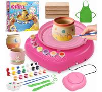 Tornio per Ceramica Bambini 6-12 Anni, Argilla Autoindurente, 12 Colori | Tornio elettrico per principianti: modella, incidi, asciuga 24-48 h e dipingi con strumenti, grembiule, tavolozza e guida