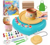 Tornio per Ceramica Bambini 6-12 Anni, Argilla Autoindurente, 12 Colori | Tornio elettrico per principianti: modella, incidi, asciuga 24-48 h e dipingi con strumenti, grembiule, tavolozza e guida