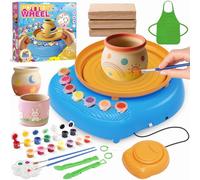 Tornio per Ceramica Bambini 6-12 Anni, Argilla Autoindurente, 12 Colori | Tornio elettrico per principianti: modella, incidi, asciuga 24-48 h e dipingi con strumenti, grembiule, tavolozza e guida