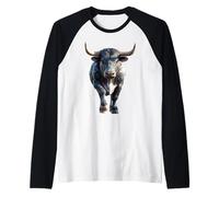 Toro Bue Bovini Domestici Mucca da Fattoria Toro Maglia con Maniche Raglan