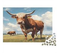 Toro da prato Fattoria Puzzle 1000 Pezzi Materiale carta Puzzle per Adulti Scena pastorale Relax Interazione familiare Decorazione Casa Regalo 52x38cm/1000pcs