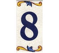 TORO DEL ORO Numeri casa. Numeri e lettere in piastrella. Calca in ceramica. Stile craquelé. Nomi e indirizzi. Design Craquelé Grande 7,5 x 15 cm (numero otto "8")