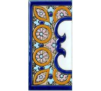 TORO DEL ORO Numeri casalinghi e lettere in piastrelle Ceramica smaltata, dipinti a mano tecnica corda secca, nomi e direzioni, design arco blu 5,5 x 10,5 cm (Bordo «margine largo»)