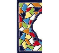 TORO DEL ORO Numeri civici e lettere in piastrelle. Ceramica smaltata, dipinti a mano tecnica corda secca. Nomi e direzioni. Design Mosaico medio 5,5 x 10,5 cm (Ampio margine «estreità ampia»)