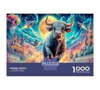 Toro di sogno Cartone Riciclato 1000 Pezzi Tangram Toro psicodelico Cosmic con Impossibile Difficile Stimolante Per Decompressione E Decorazione, Per Stimolare La Creatività E Regalare 70x50cm000pcs