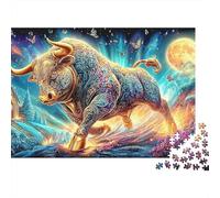 Toro Divino Psichedelico Puzzle 1000 pezzi Puzzle di Nebulosa Luna Piena Gioco Stimolante Imparare Divertimento Cartone Riciclato 100% per Adulti 52x38cm/1000 pezzi