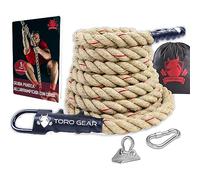 TORO GEAR-Corda per arrampicata in juta 38 millimetri,3-6 metri-con moschettone e gancio per Crossfit,palestre e addestramento per i vigili del fuoco-all'aperto,allenamento fitness e forza (38mmX5,5m)