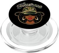 Toro Regina Camo Donna Nero Compleanno Segno Zodiacale Afro PopSockets PopGrip per MagSafe