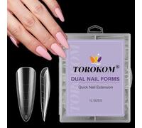 TOROKOM 120 PCS trasparente sistema di forme doppie unghie, full cover unghie stampo punte per l'estensione unghie in acrilico - Professional Nail Art Design Kit (Stiletto)