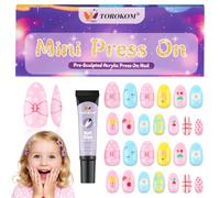 TOROKOM 26 Unghie Adesive Per Bambini, 1 Pacchetto, Punte E Cinturino